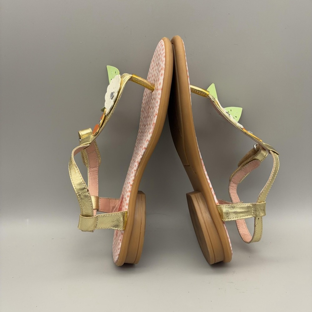Oilily Sandals Womens Size 36 Gold Thong Floral Rhinestone Strap Cute Colorful - Picture 8 of 12
